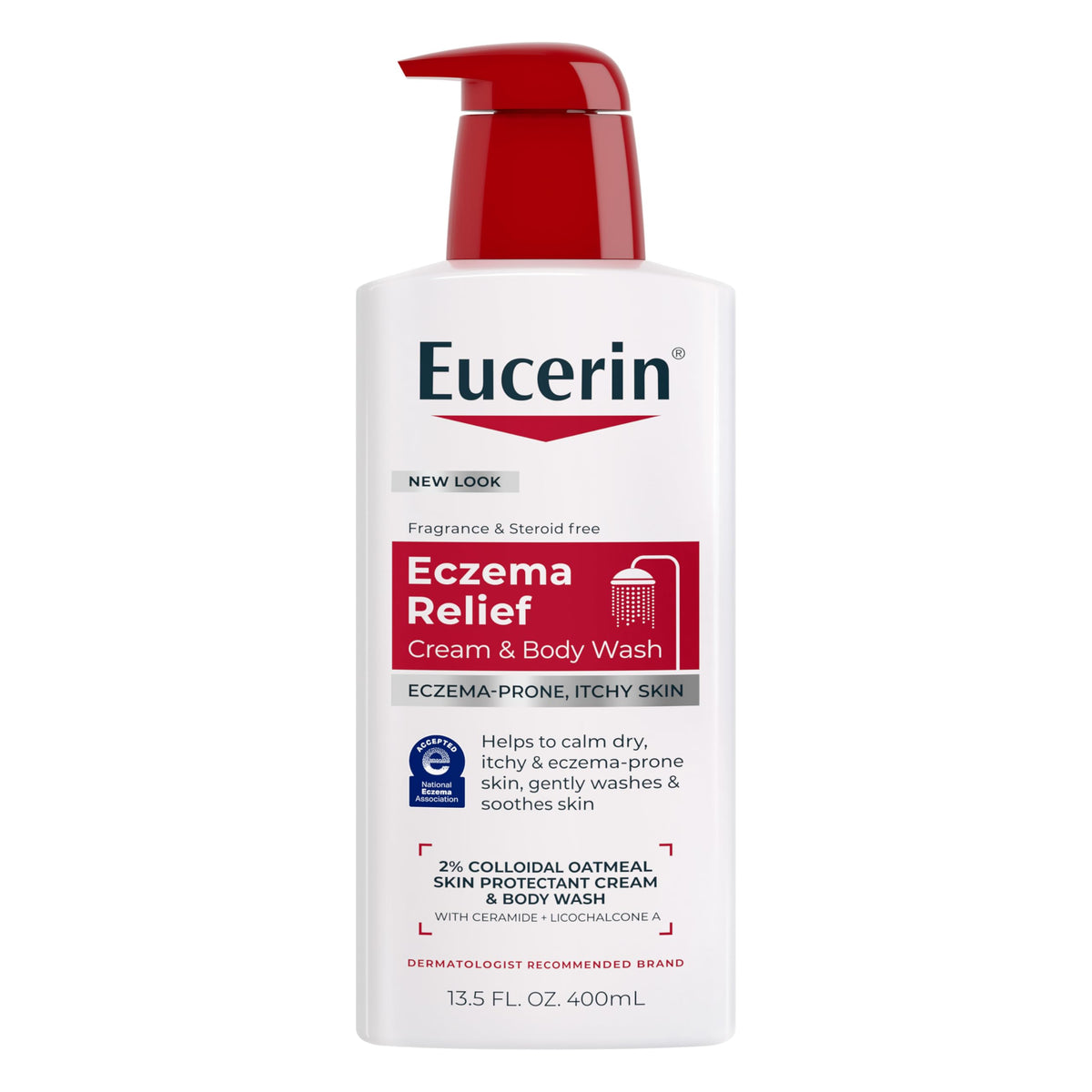 Eucerin Eczema Relief Cream Body Wash bottle for sensitive skin.