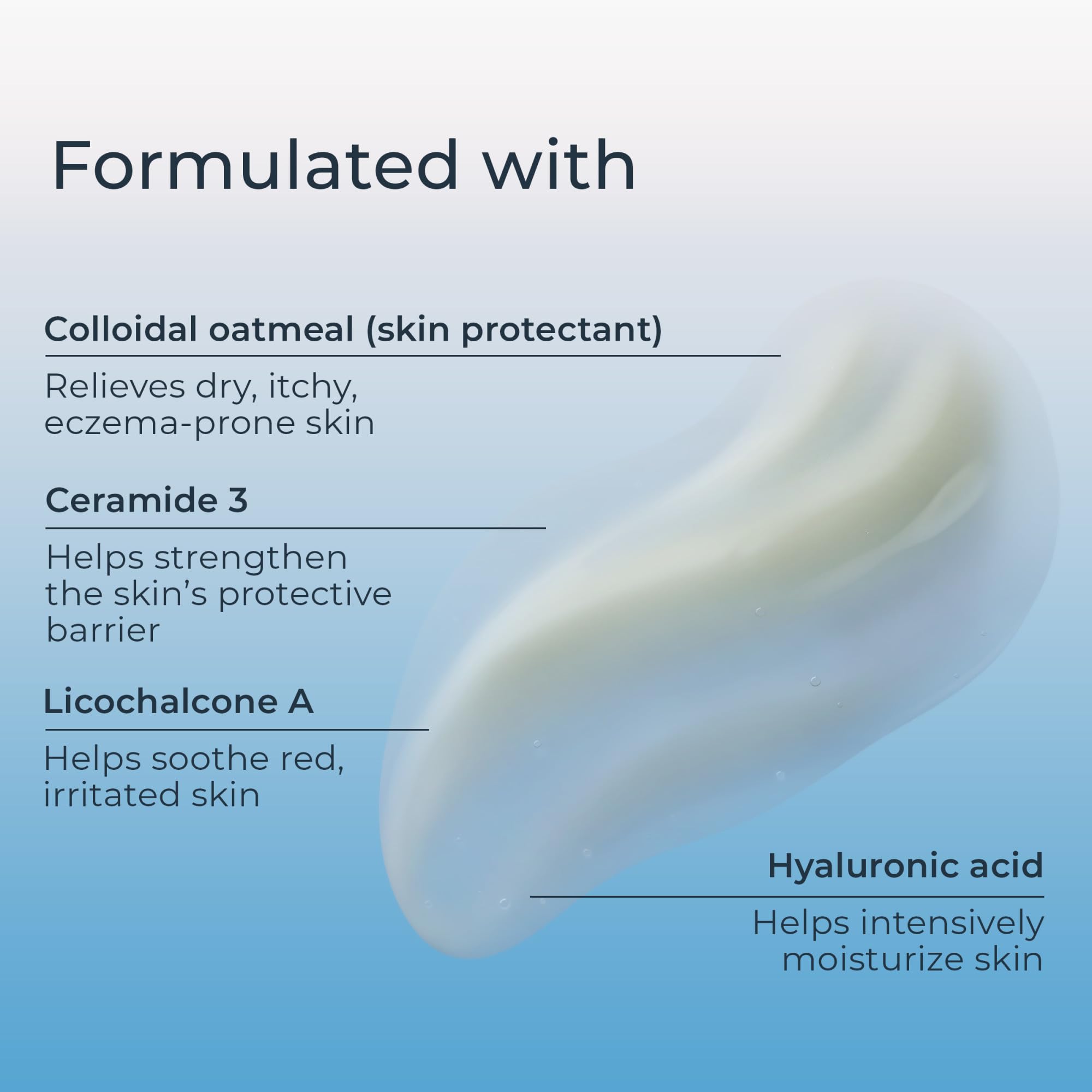 Hydrogel applied to forearm demonstrates smooth glide and calming sensation.