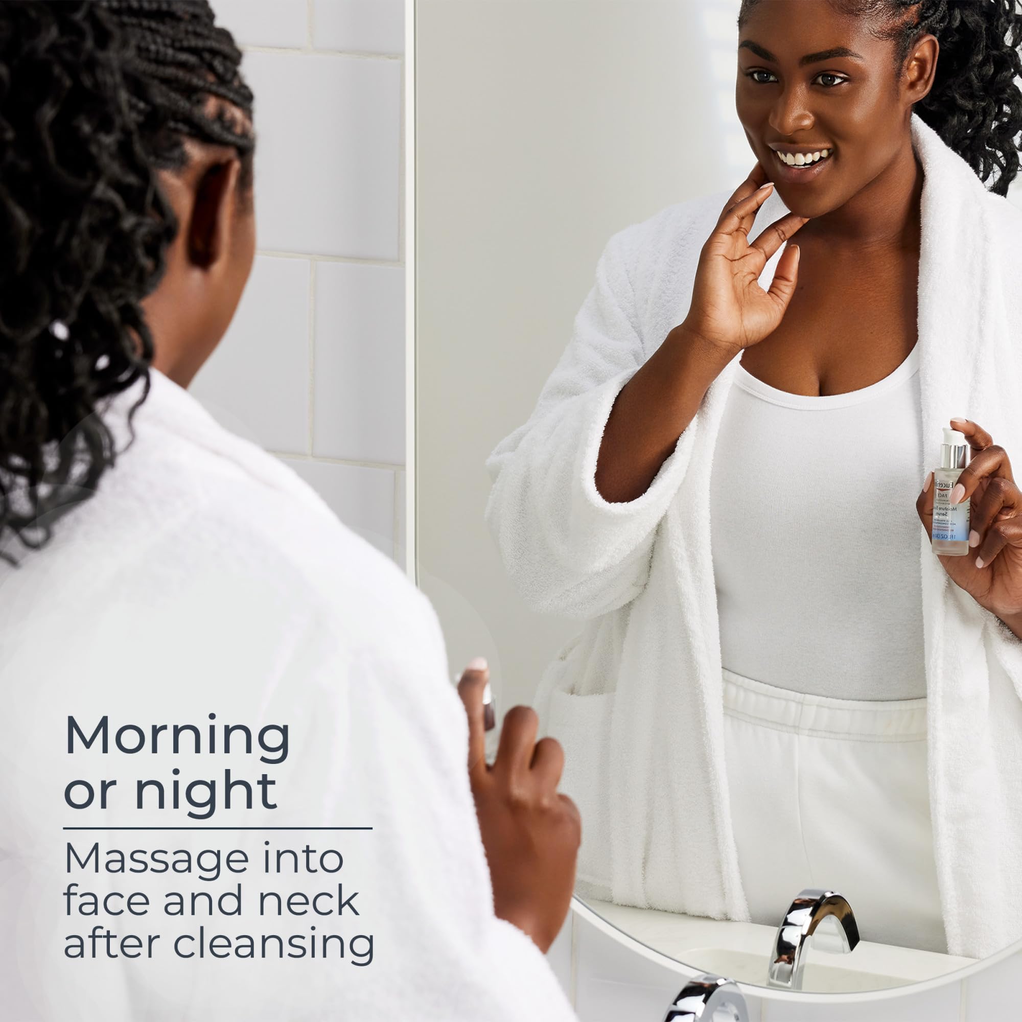 Applying Eucerin Immersive Hydration Serum to the face shows smooth glide
