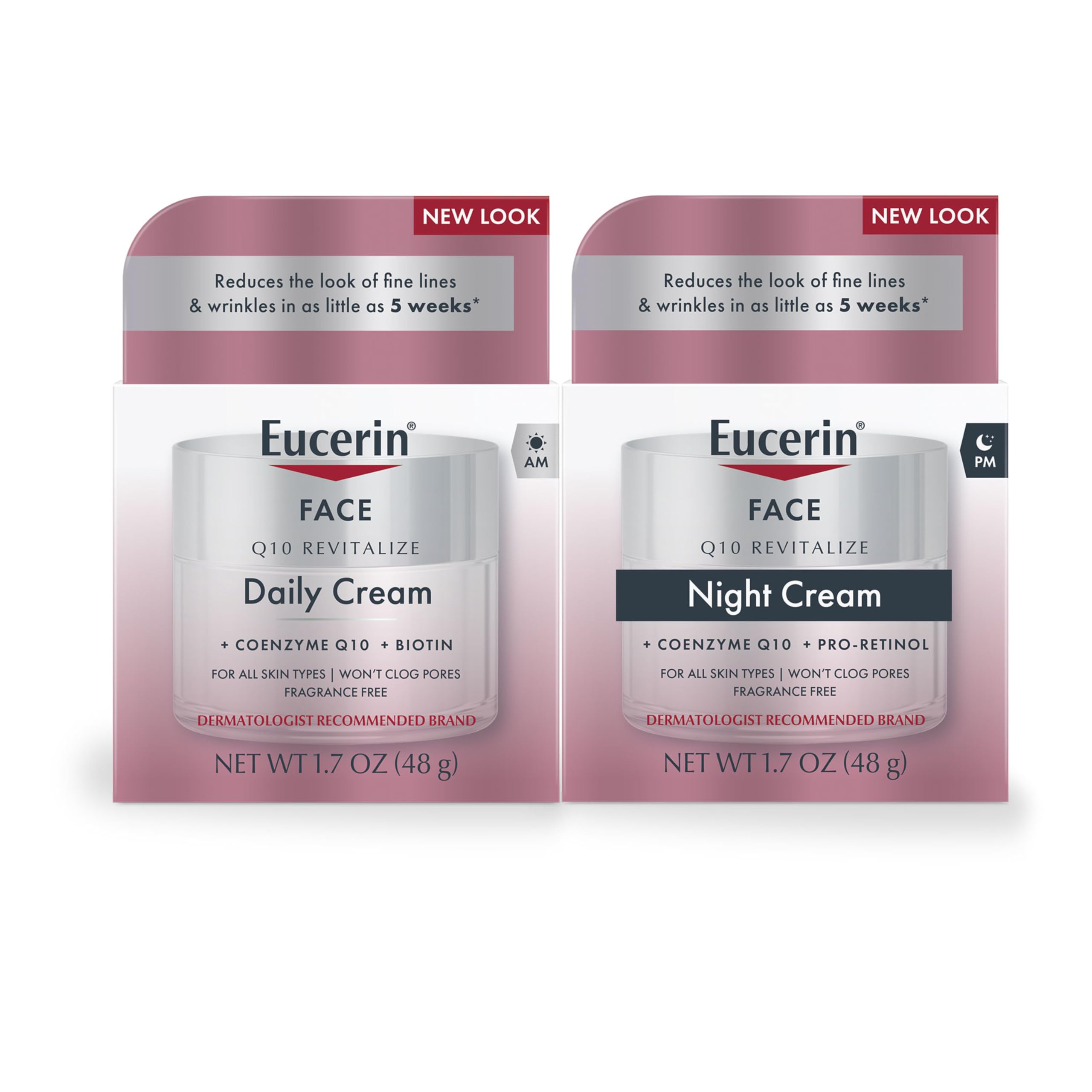 Eucerin Q10 Day Cream 1.7 oz jar provides daily hydration for radiant skin.