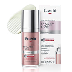 Eucerin Radiant Tone Dual Serum bottle close-up for daily brightening