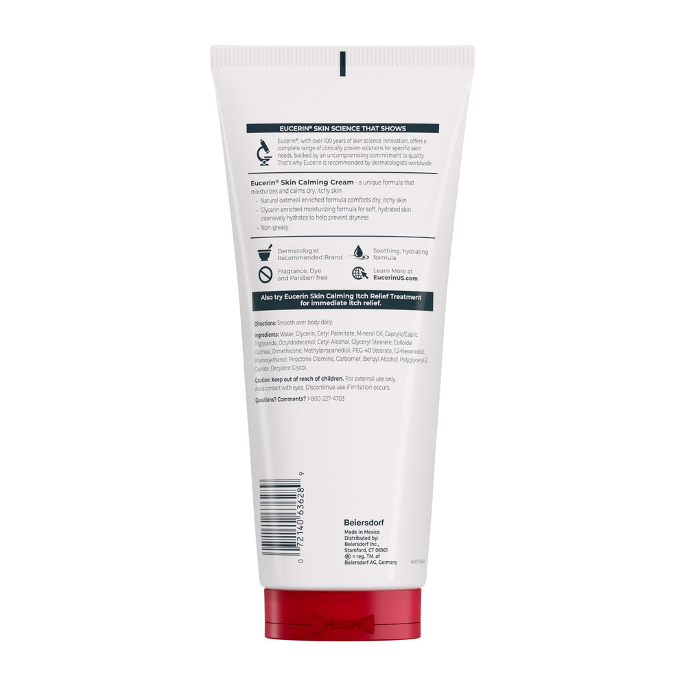 Applying Eucerin Skin Calming Cream on skin shows quick-absorbing moisturization.