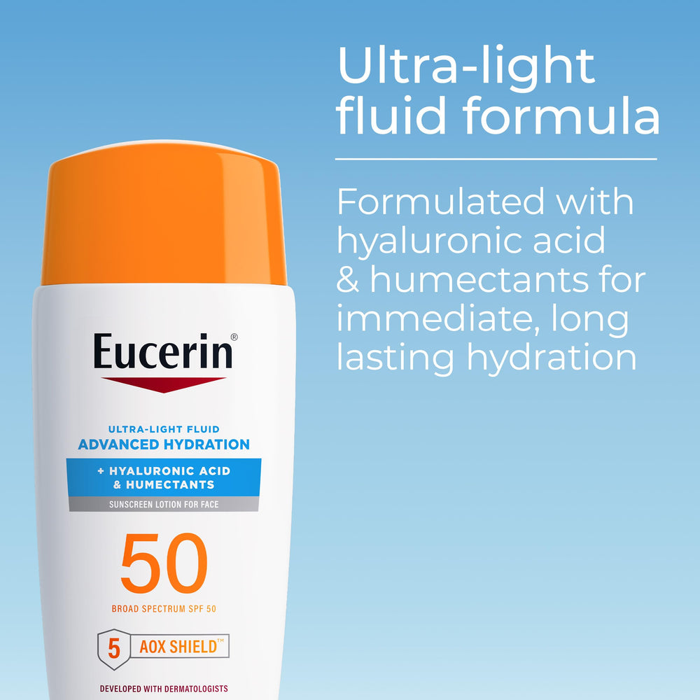 Eucerin Sun Advanced Hydration SPF 50 invisible finish on skin