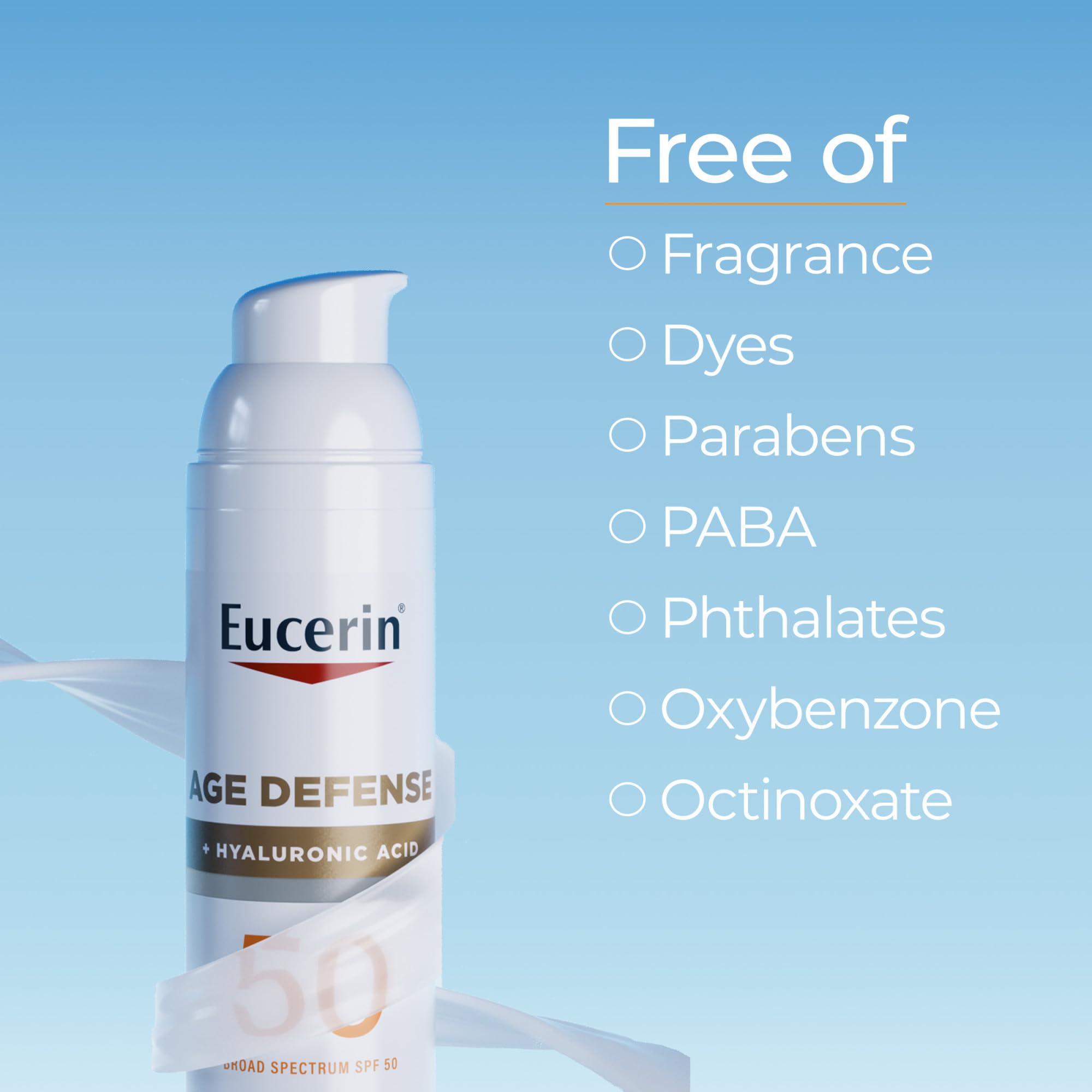 Eucerin Sun Age Defense non-greasy finish on skin demonstrates breathable coverage.