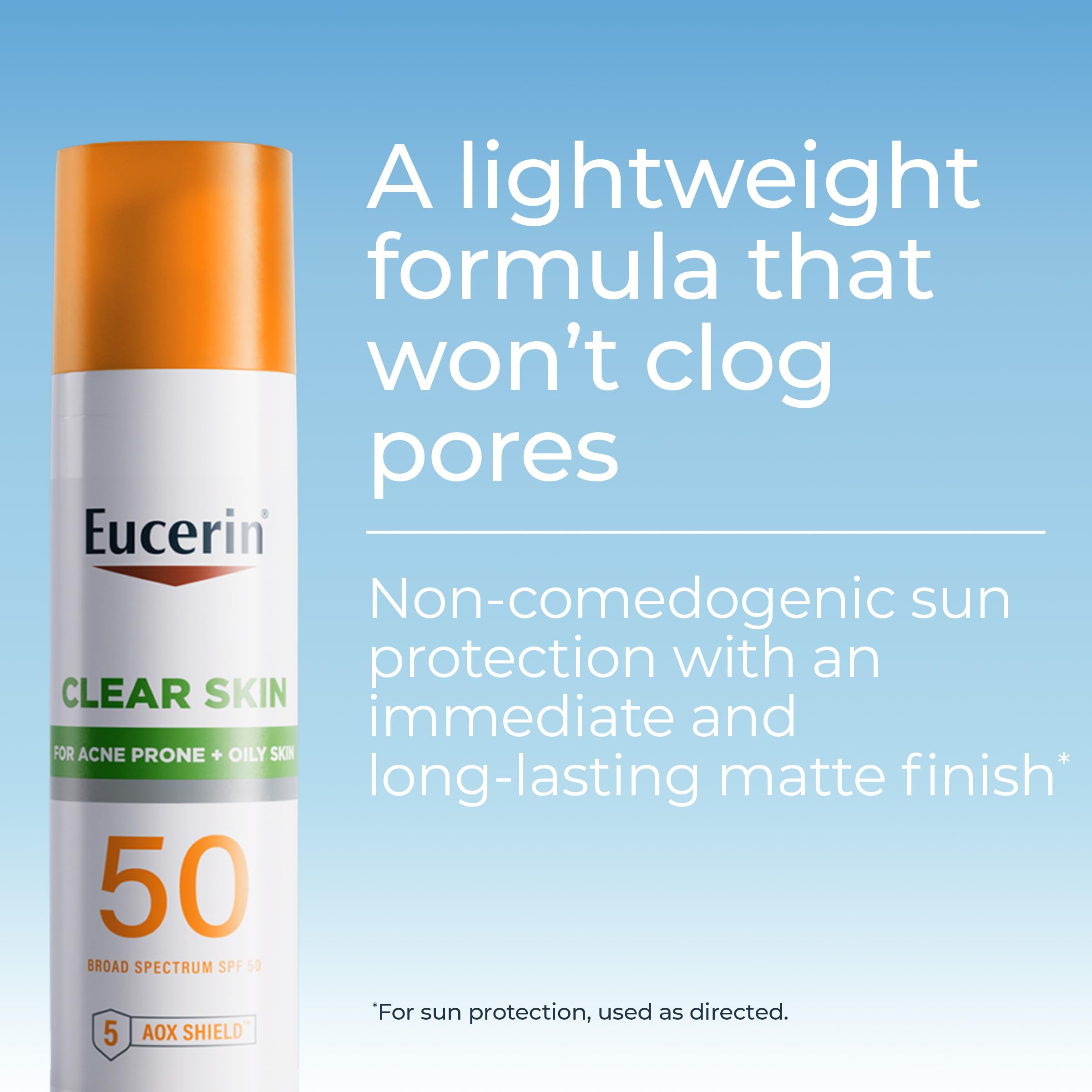 Close-up of the pump on Eucerin Sun Clear Skin Face Sunscreen SPF 50 for easy application.