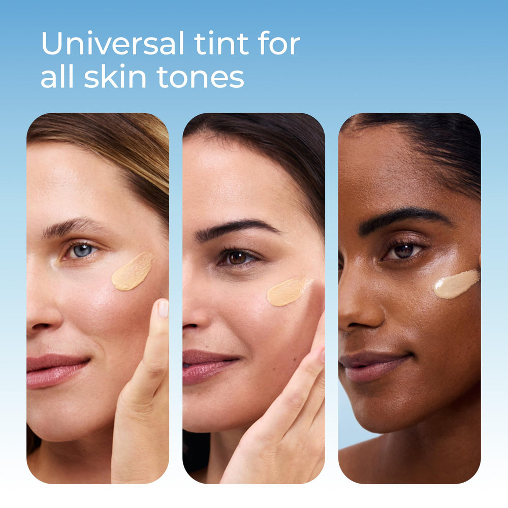 Eucerin tinted sunscreen used as a makeup primer for a smooth base.