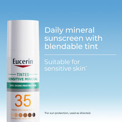 Eucerin Sun Tinted Mineral Face Sunscreen Lotion SPF 35 pump dispenser enables easy refills.
