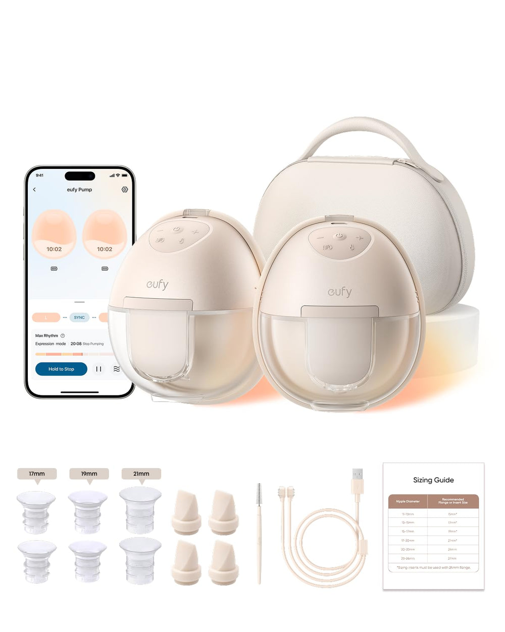 eufy Security S1 Pro wearable pump worn in bra for discreet pumping on the go.