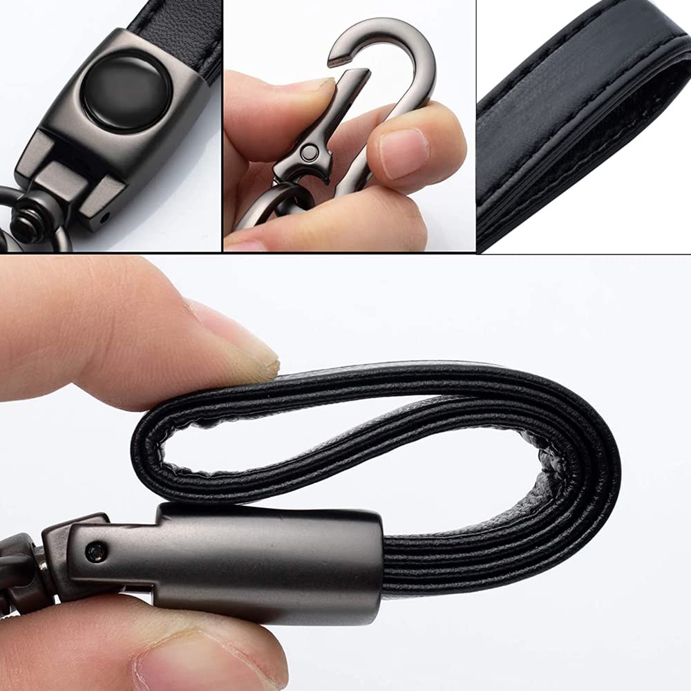 EULIX YUNHECHUHAI leather-detail keychain provides comfortable grip