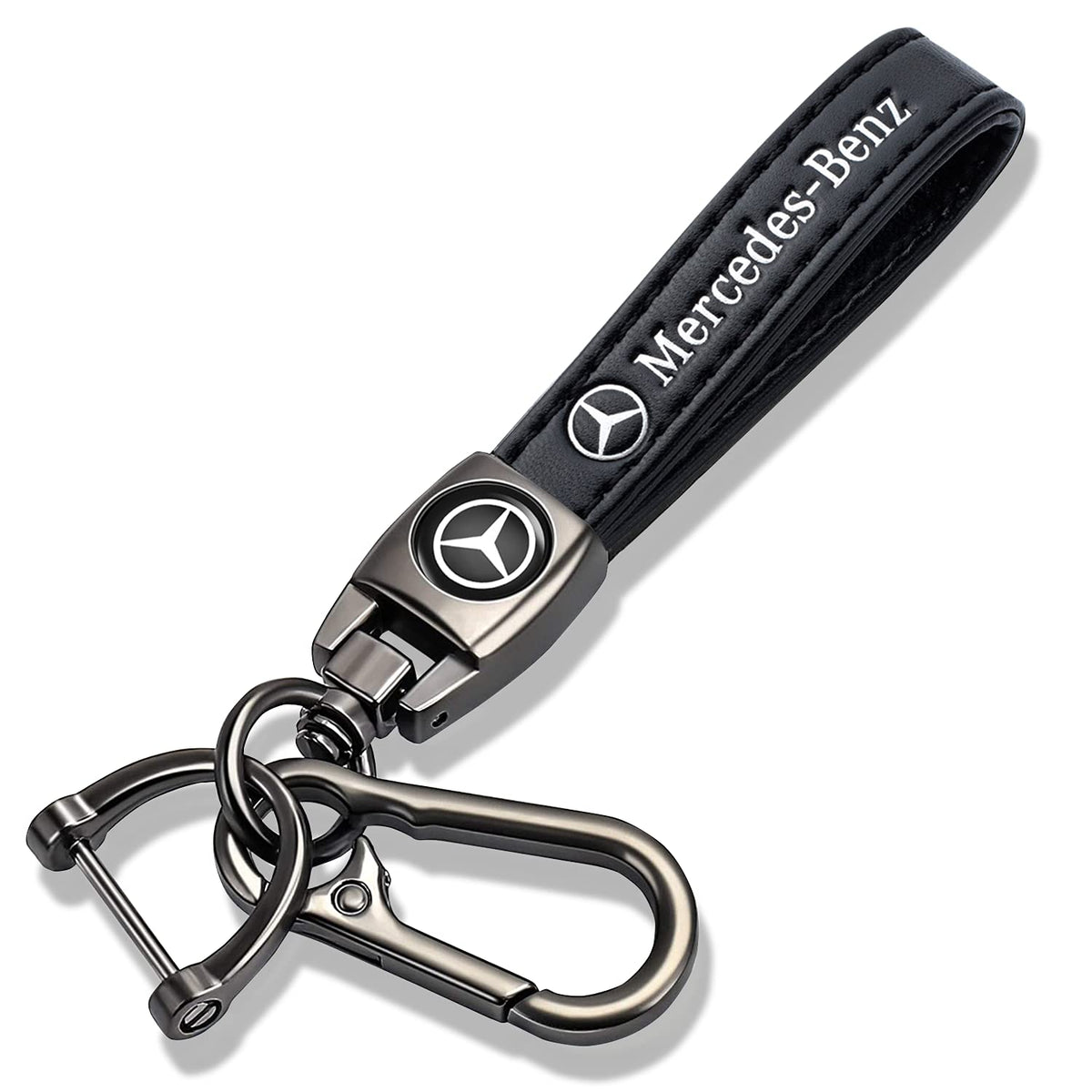 EULIX YUNHECHUHAI Mercedes keychain in black zinc-alloy finish for durable daily use