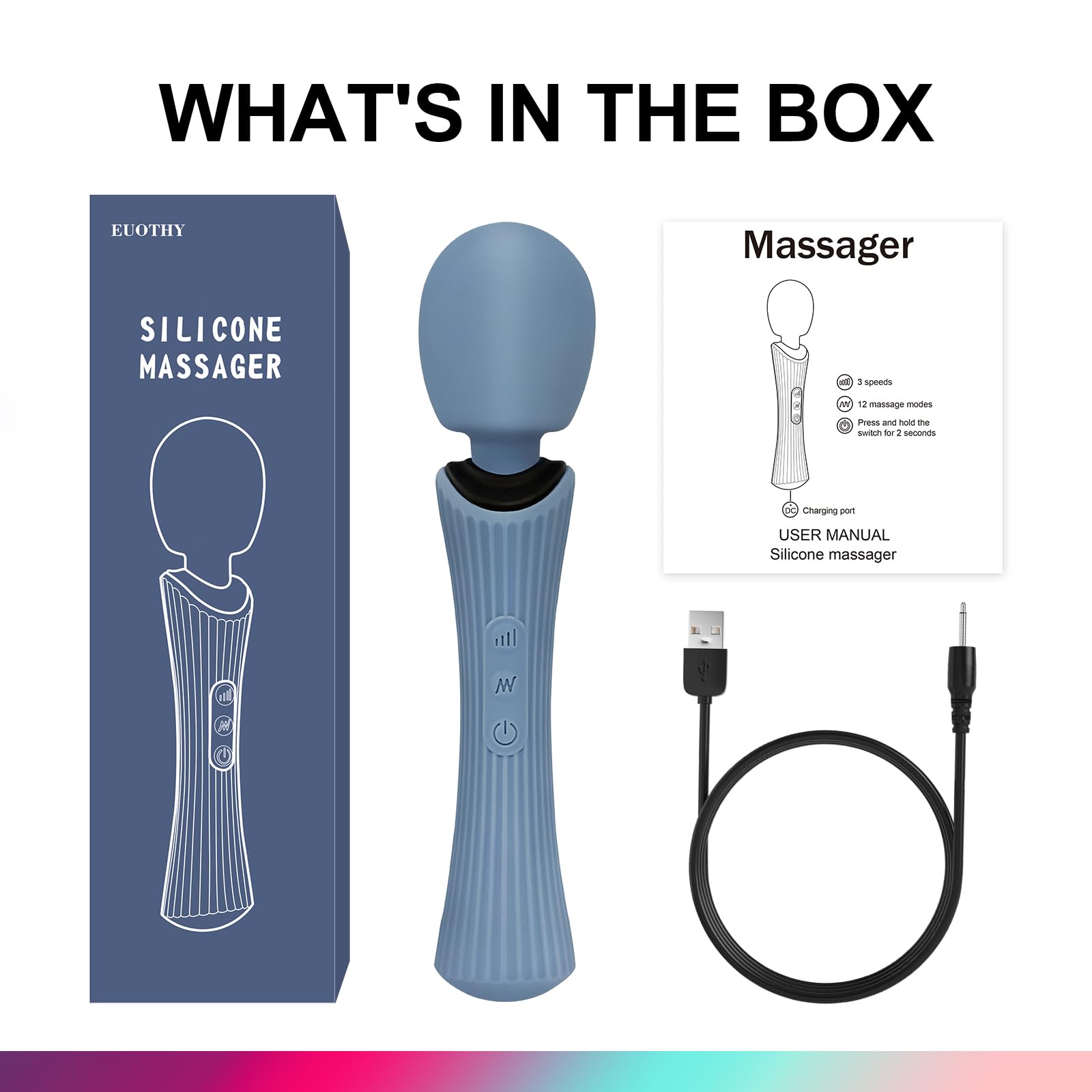 Deep-Seal charging on EUOTHY wand massager protects moisture during charging.