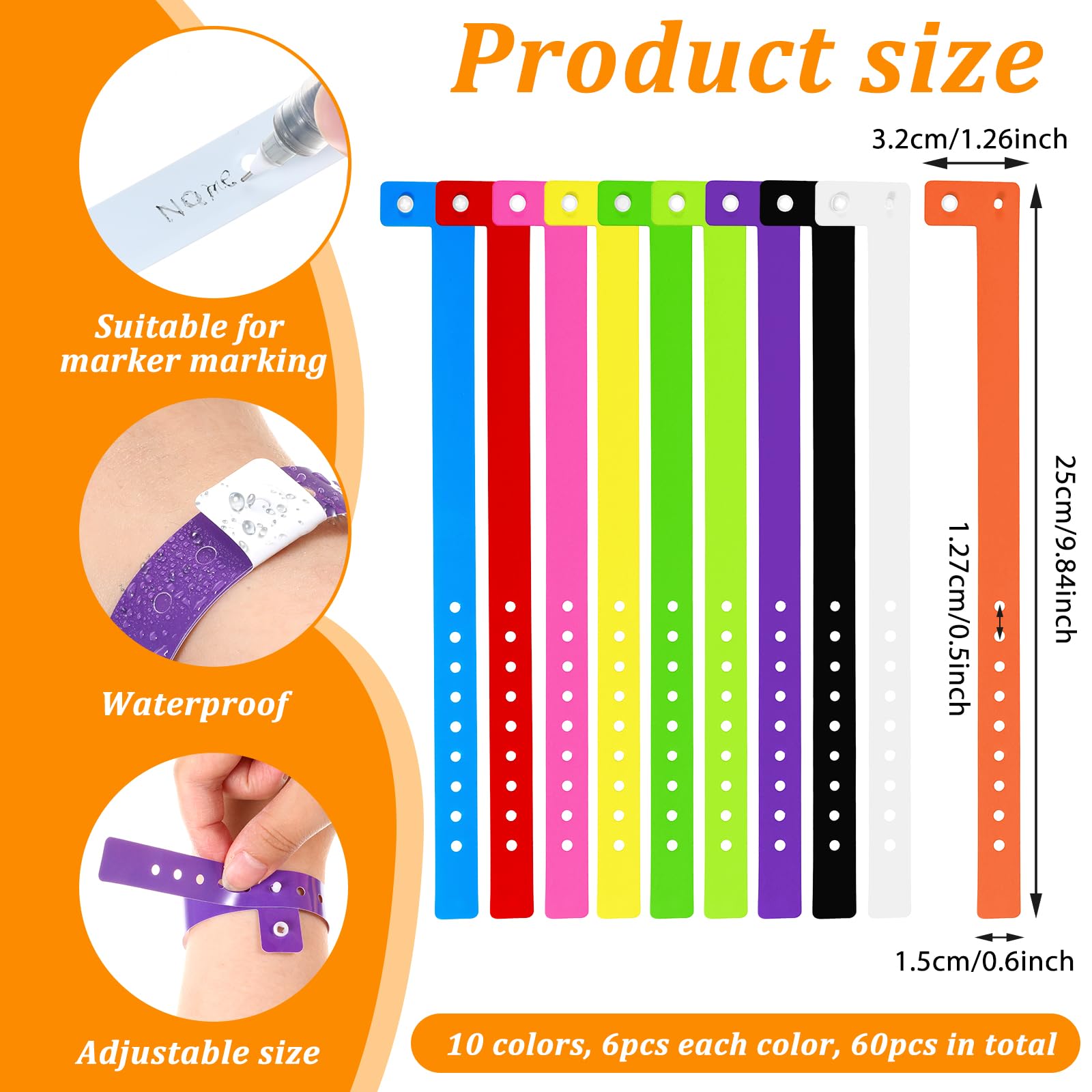 EupHHonycs 10-color neon wristbands for quick attendee color-coding