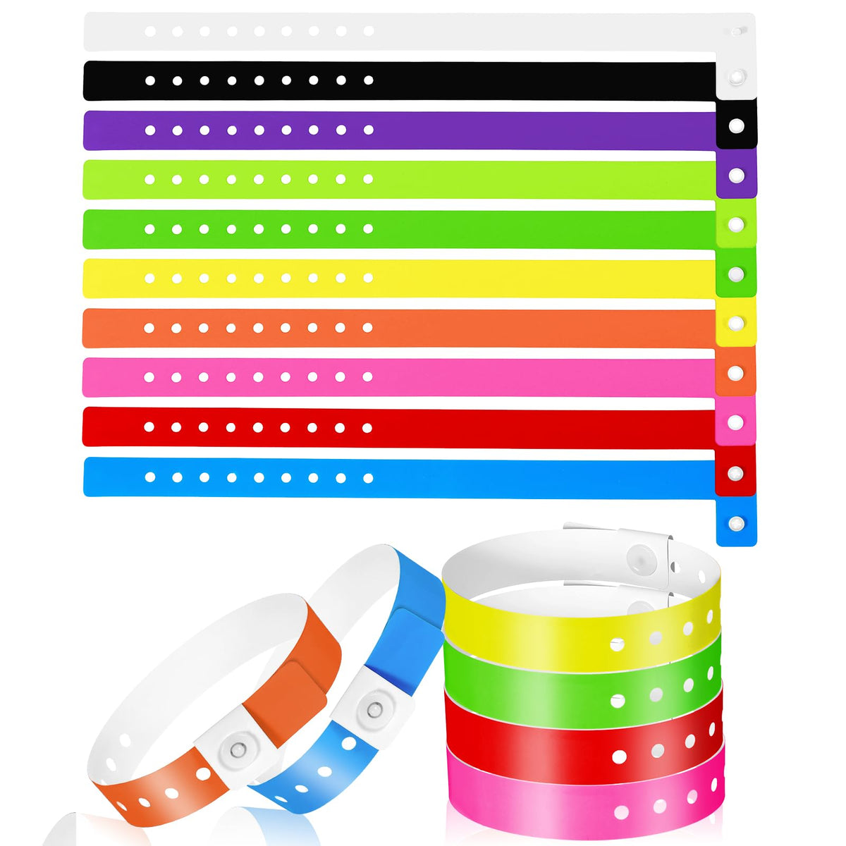 EupHHonycs 60-pcs vinyl wristbands in vibrant color assortment for events