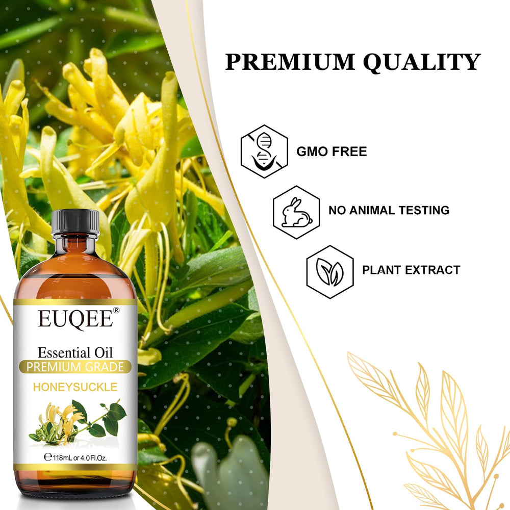 EUQEE Honeysuckle Essential Oil amber bottle protects scent from light