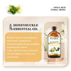 EUQEE Honeysuckle Essential Oil glass dropper enabling precise pours for blends