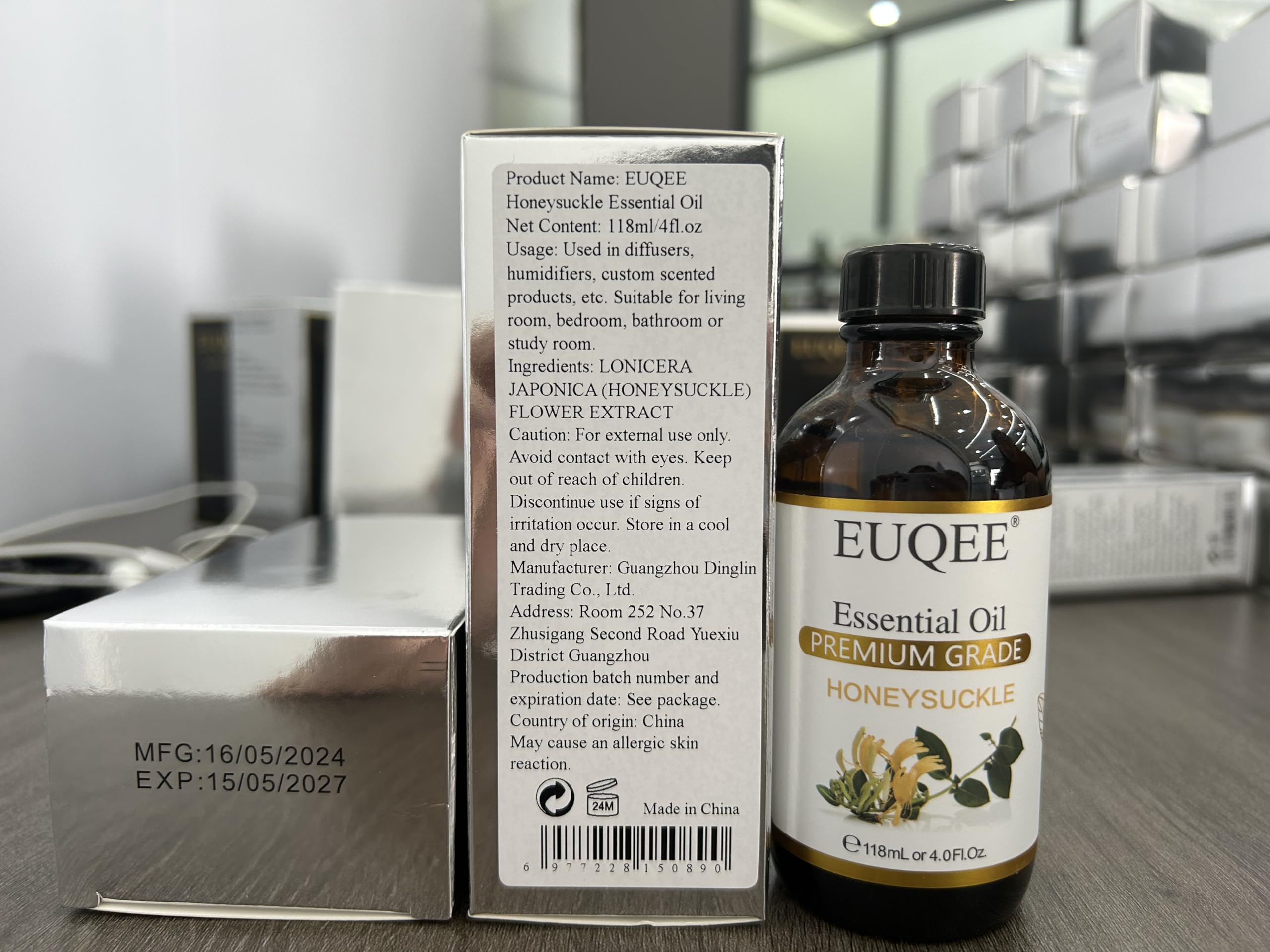 EUQEE Honeysuckle Essential Oil petals closeup signaling natural sourcing