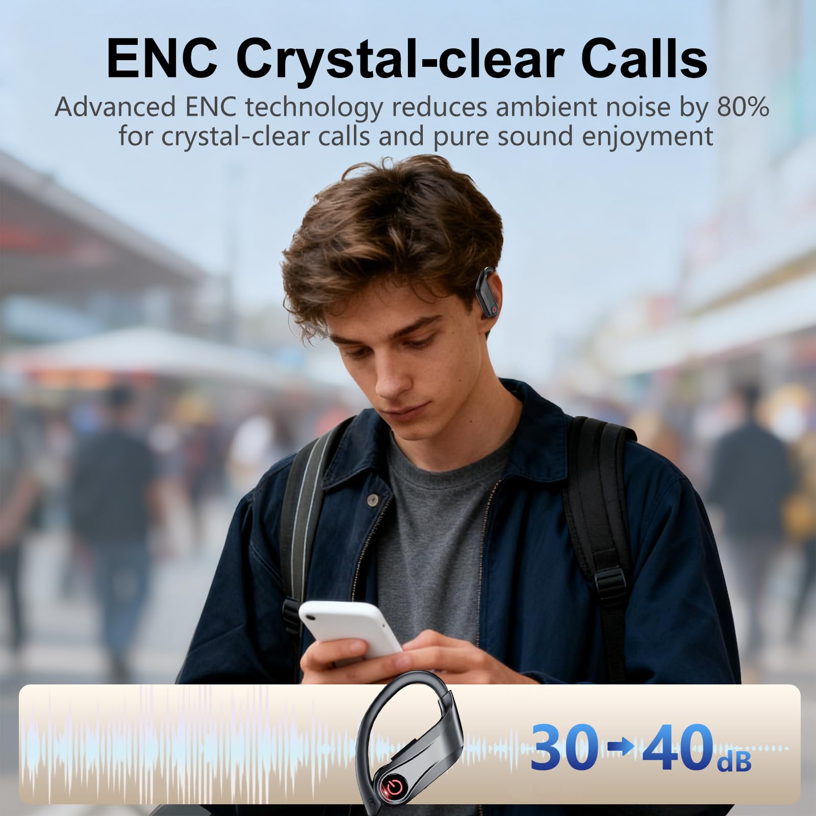 EUQQ flexible ear-hooks provide secure, comfortable fit during activity.
