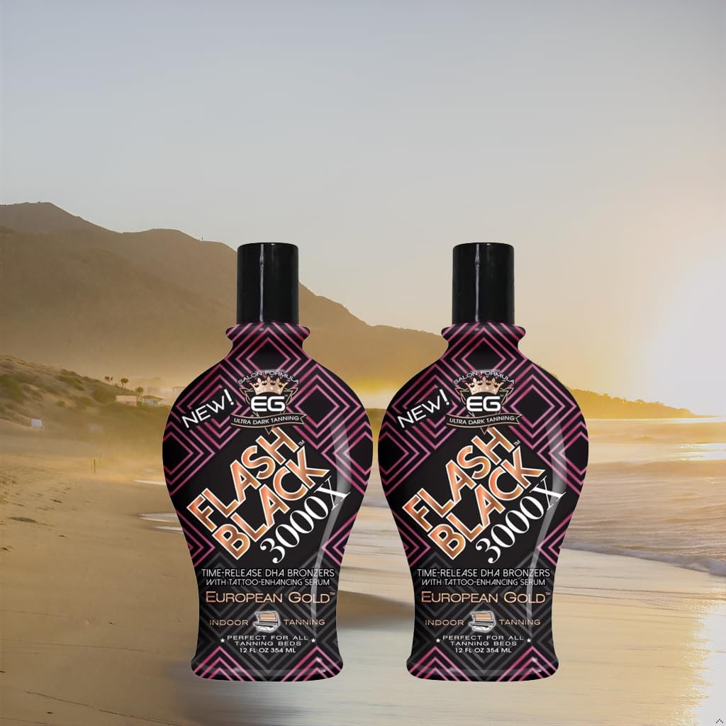 Nourishing oils in European Gold Flash Black 3000X hydrate skin during tanning.