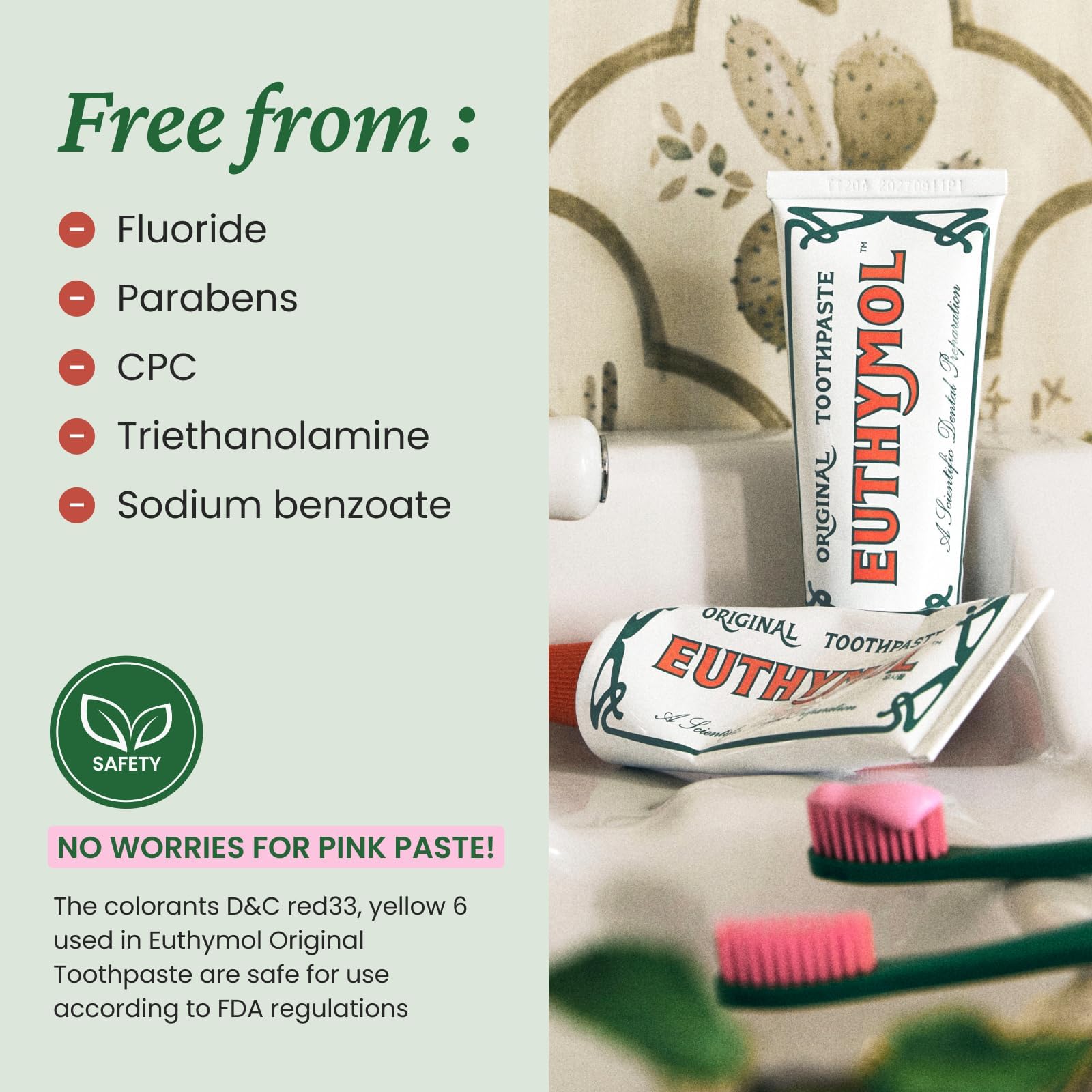 EUTHYMOL Original Pink toothpaste pack shot showcasing bold wintergreen freshness.