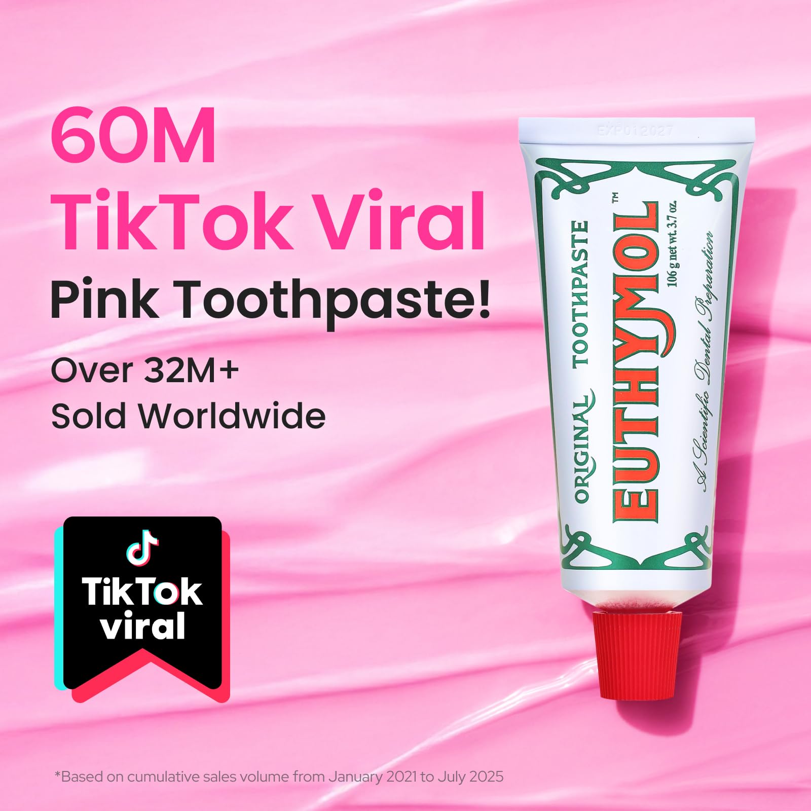 EUTHYMOL Original Pink toothpaste tubes side view showing compact daily care.