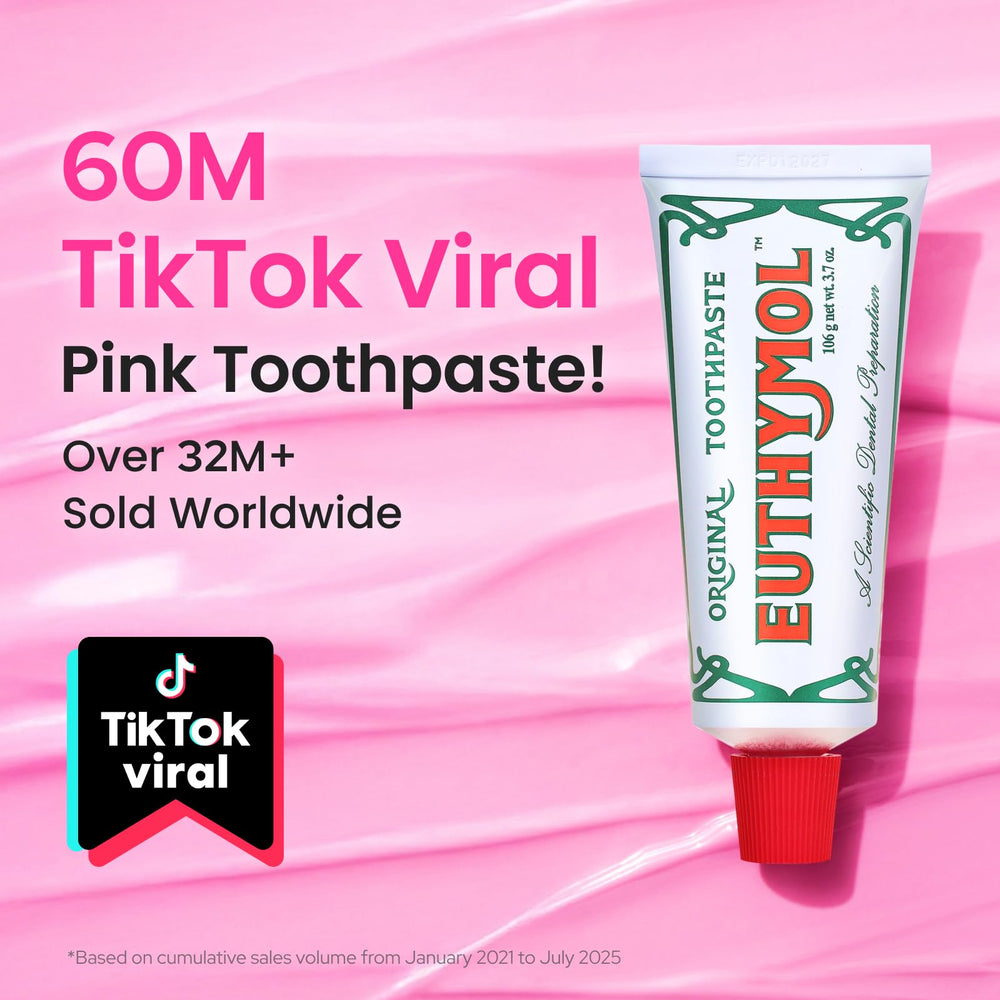 EUTHYMOL Original Pink toothpaste tubes side view showing compact daily care.
