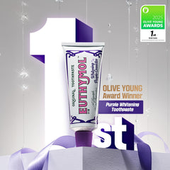 Euthymol Purple Tone-Up action highlights violet hue neutralizing yellow tones for brightness