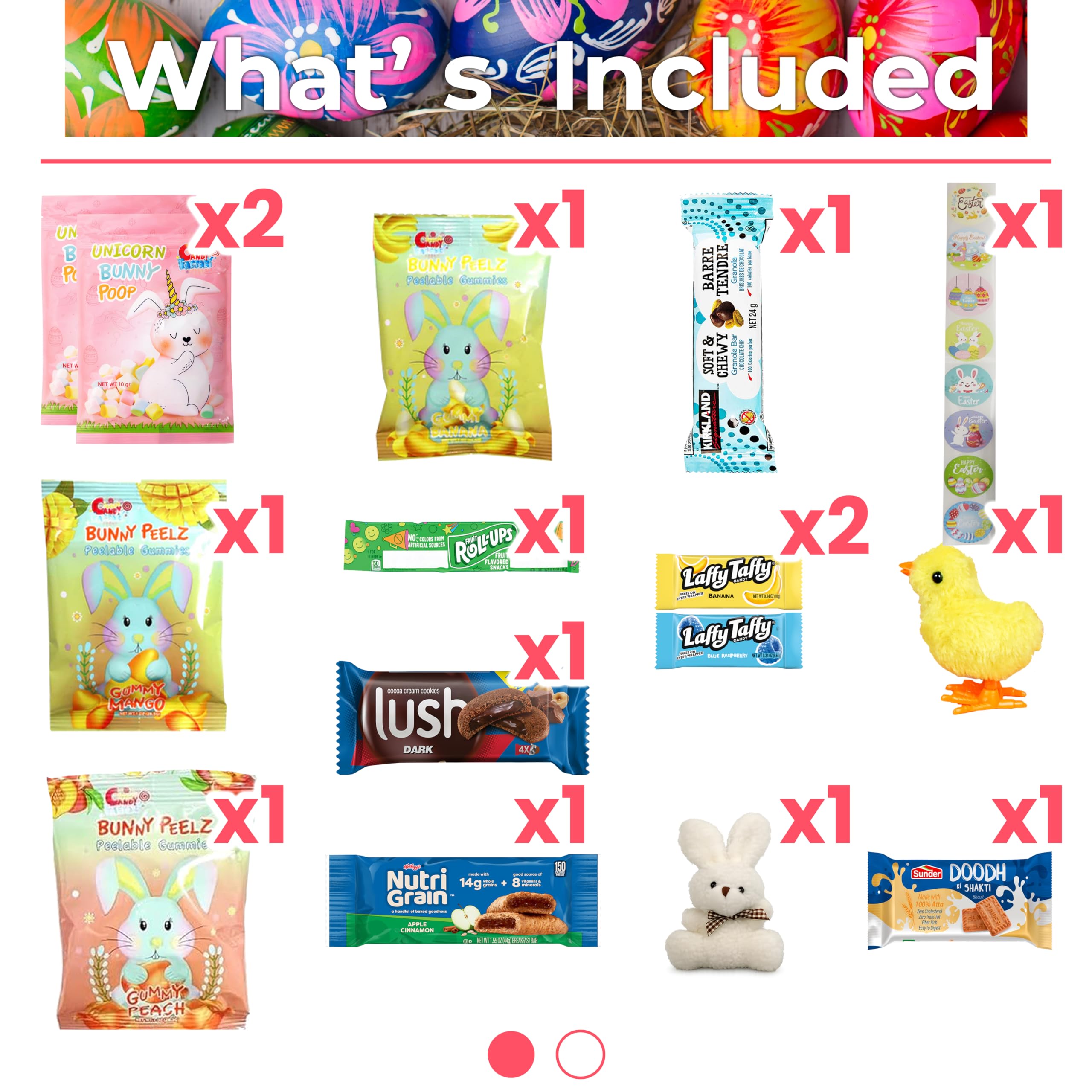 Eva's Gift Universe Easter candy eggs display showing variety for celebrations
