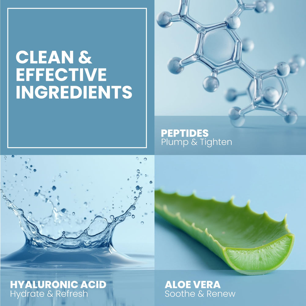 Eva Naturals Hyaluronic Acid detail indicating deep hydration and moisture retention.
