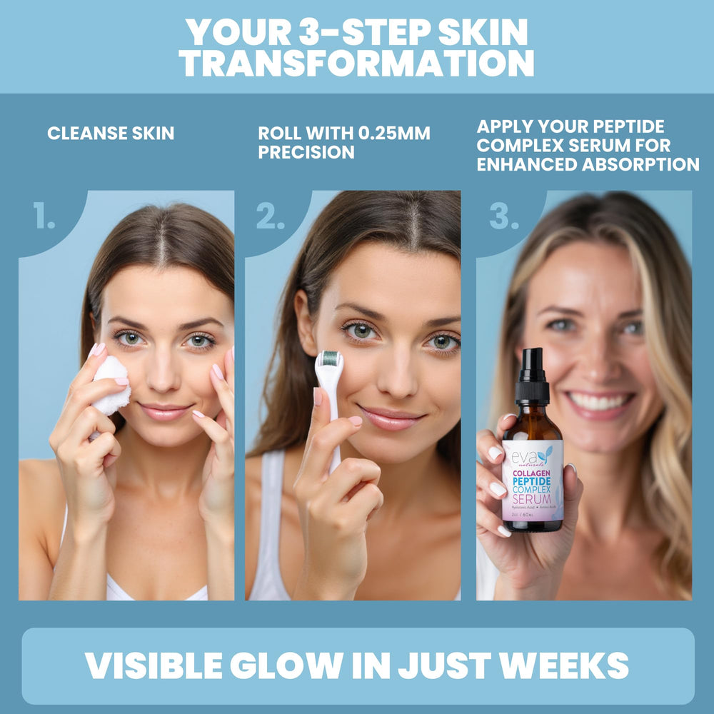 Eva Naturals Peptides Serum dispensing action, enabling easy targeted application for faster absorption.