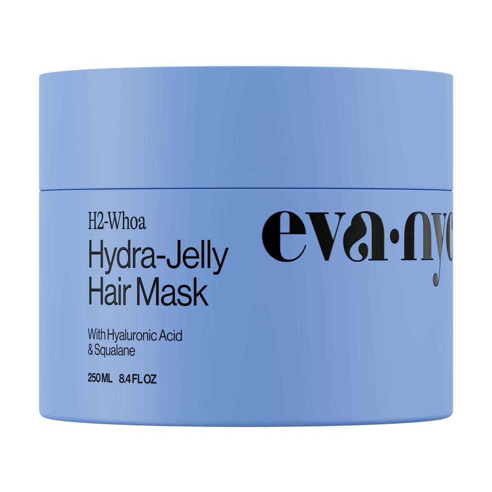 Eva NYC Hydrating Jelly Mask applied to mid-lengths for weightless hydration.