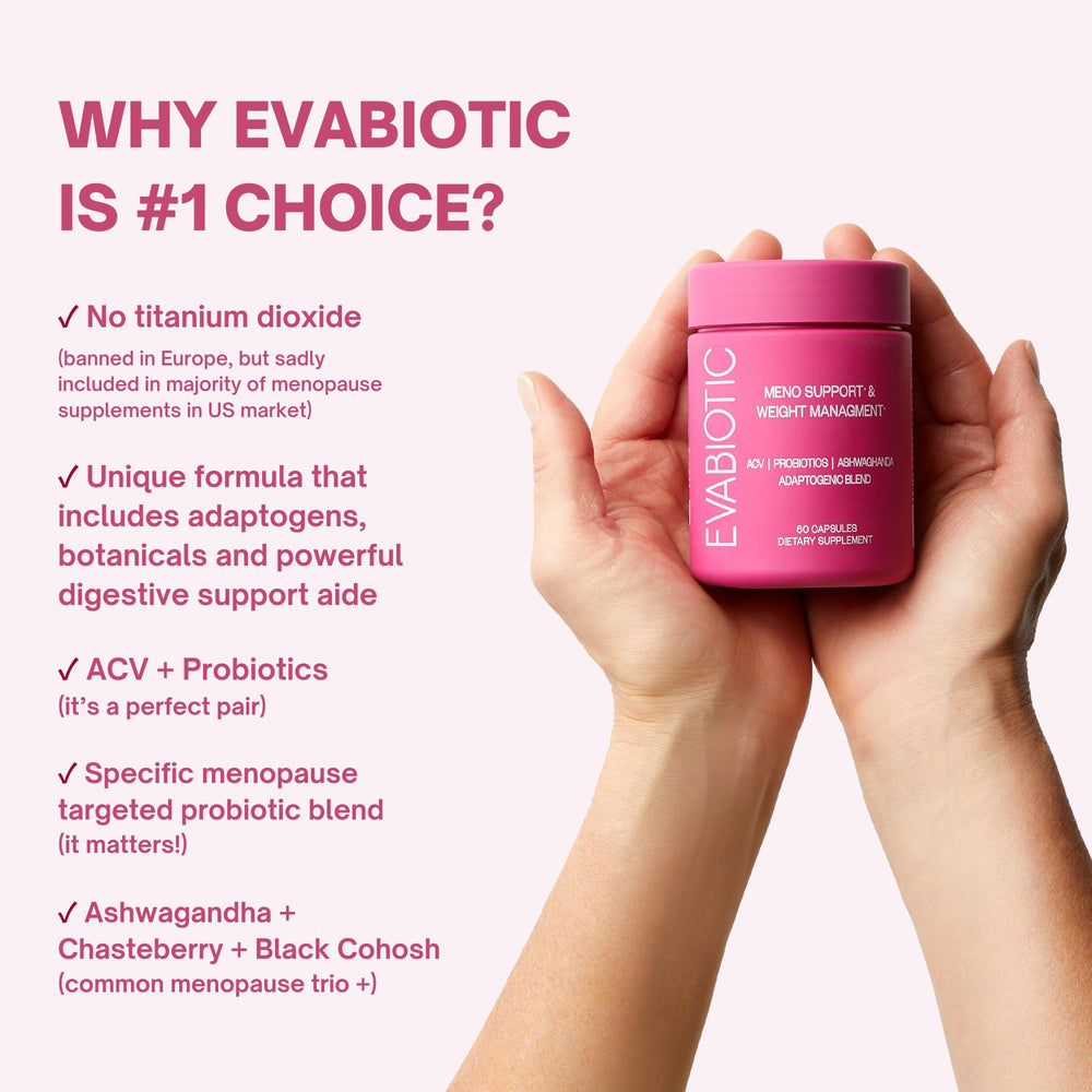 EVABIOTIC Complete menopause ashwagandha; traditional adaptogen for stress and mood.