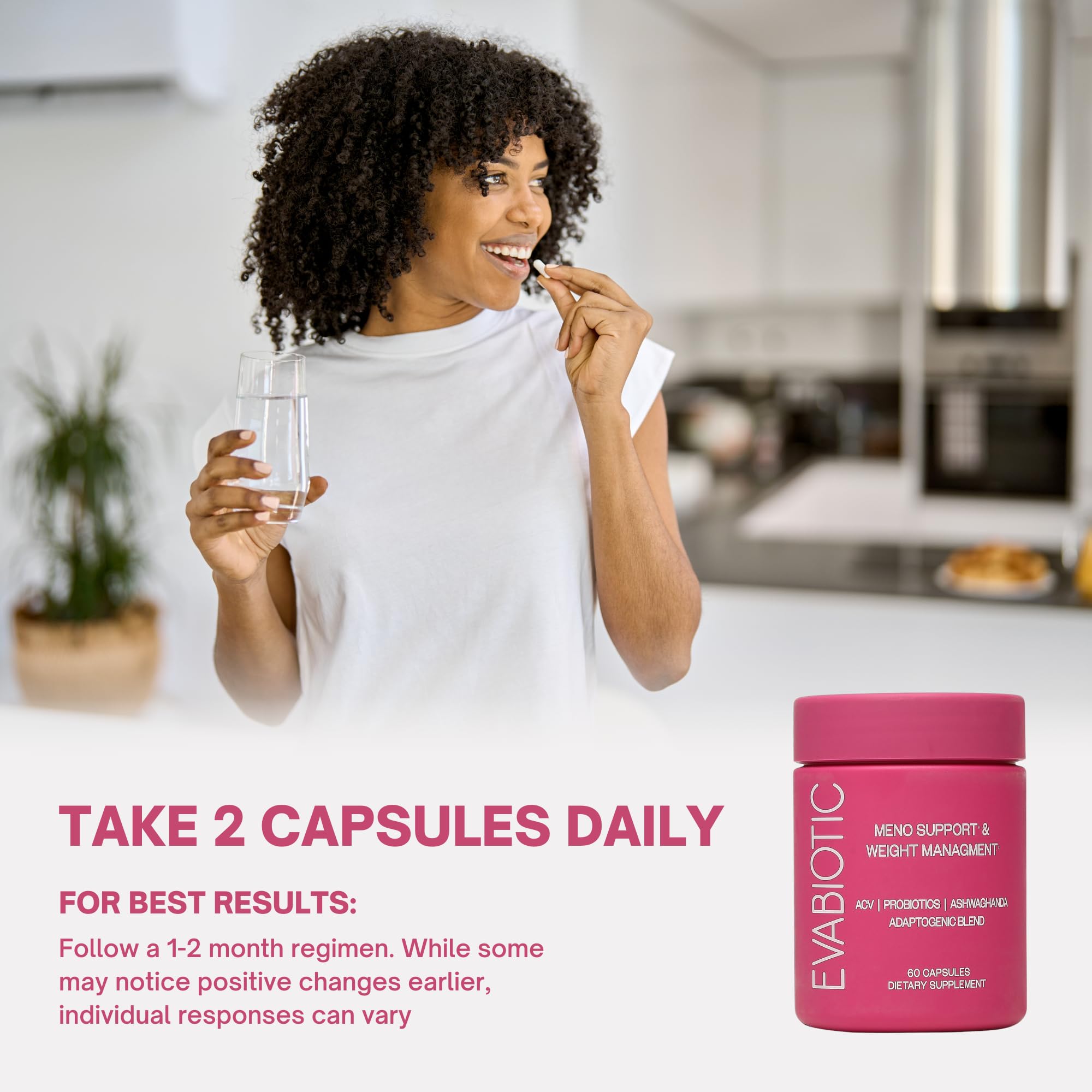 EVABIOTIC Complete menopause mood support; capsule form for daily balance.