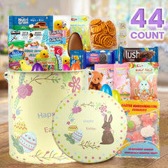 Quality snacks from Eva's Gift Universe showcased in a colorful Easter tin.