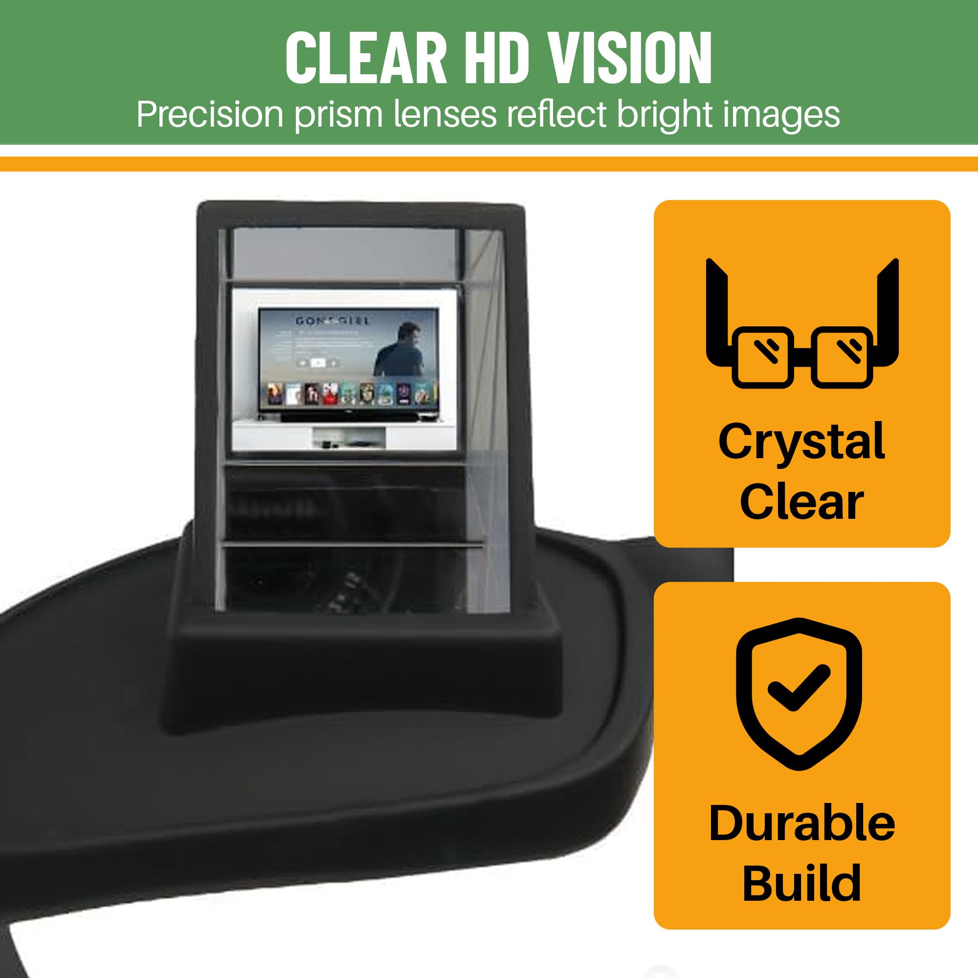 Adjustable prism lenses for flexible focus while lying down with Evelots.