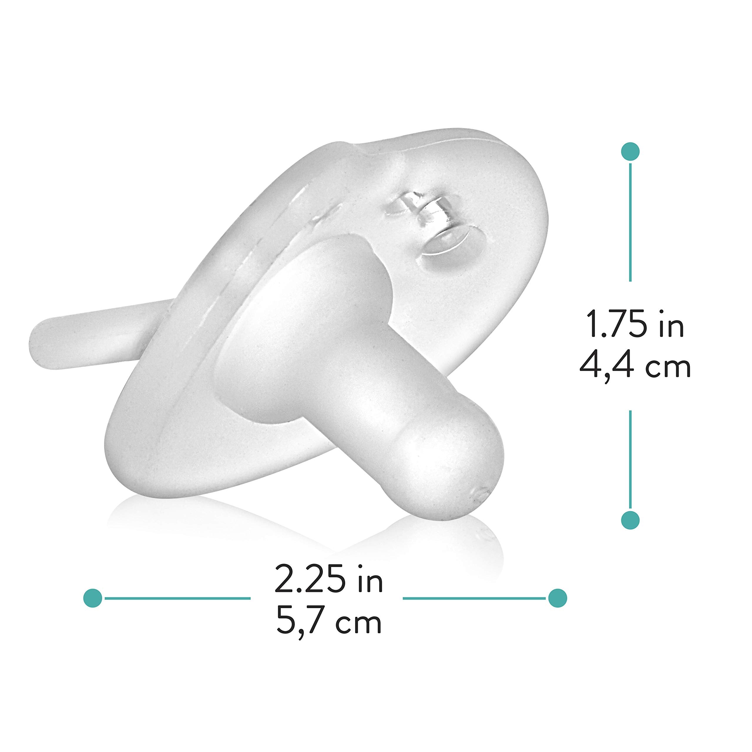 Evenflo Balance Plus pacifier helps natural tongue position during newborn soothing.