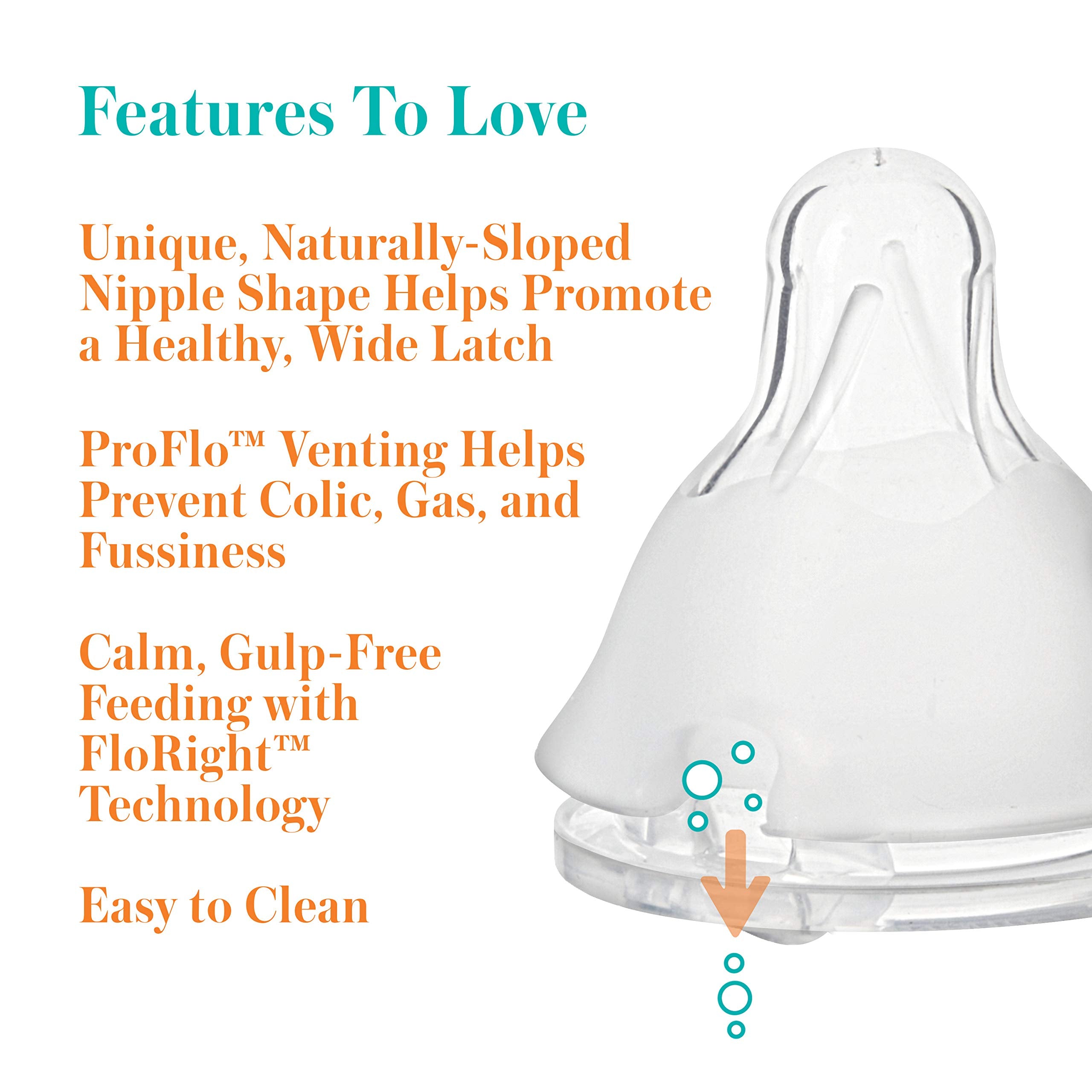 Evenflo Balance Plus slow-flow bottle encourages a relaxed feeding pace.