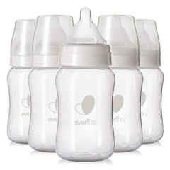 Evenflo Balance Plus bottle flow close-up demonstrates gulp-free, slow pour for relaxed feeding.