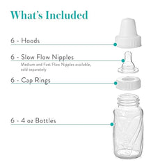 Evenflo Classic Glass Bottle measurement markers in ounces and milliliters for precise portion tracking.