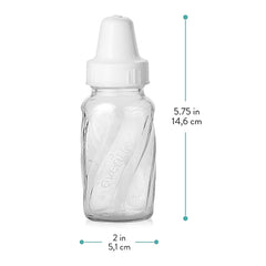 Evenflo Classic Glass Bottle nipple close-up with micro air vents to reduce nipple collapse.