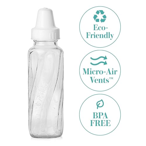 Evenflo classic glass bottle twist hold—ergonomic design for comfortable feeding.