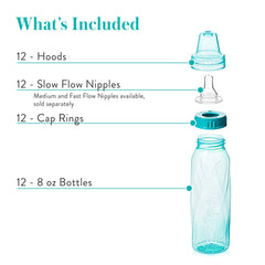 Evenflo Classic Tinted Bottle side view teal with ergonomic grip.
