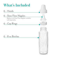 Evenflo glass bottle nipple slow-flow—controls feed pace for smooth transitions.
