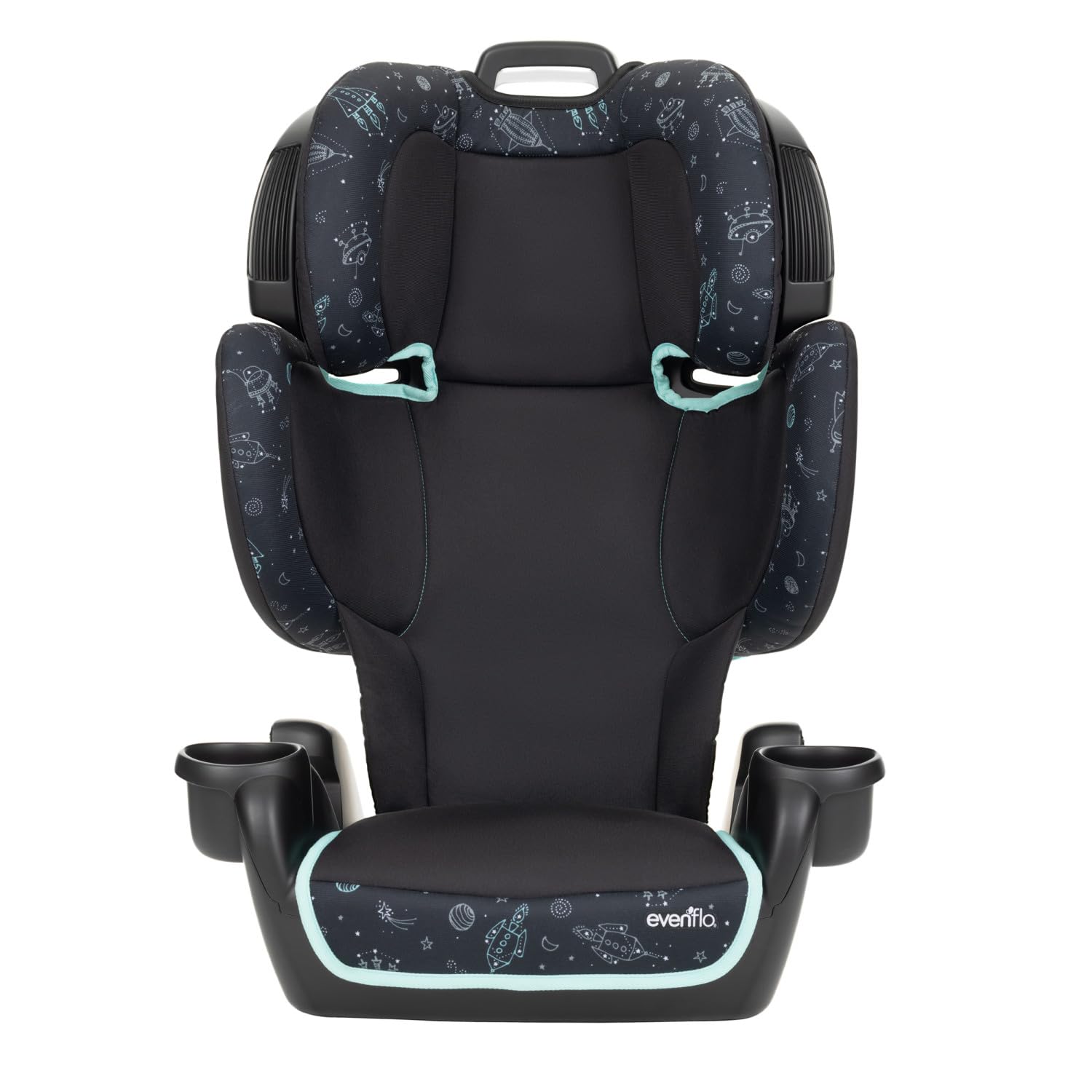 Evenflo GoTime LX booster Astro Blue front view, safety-focused design.