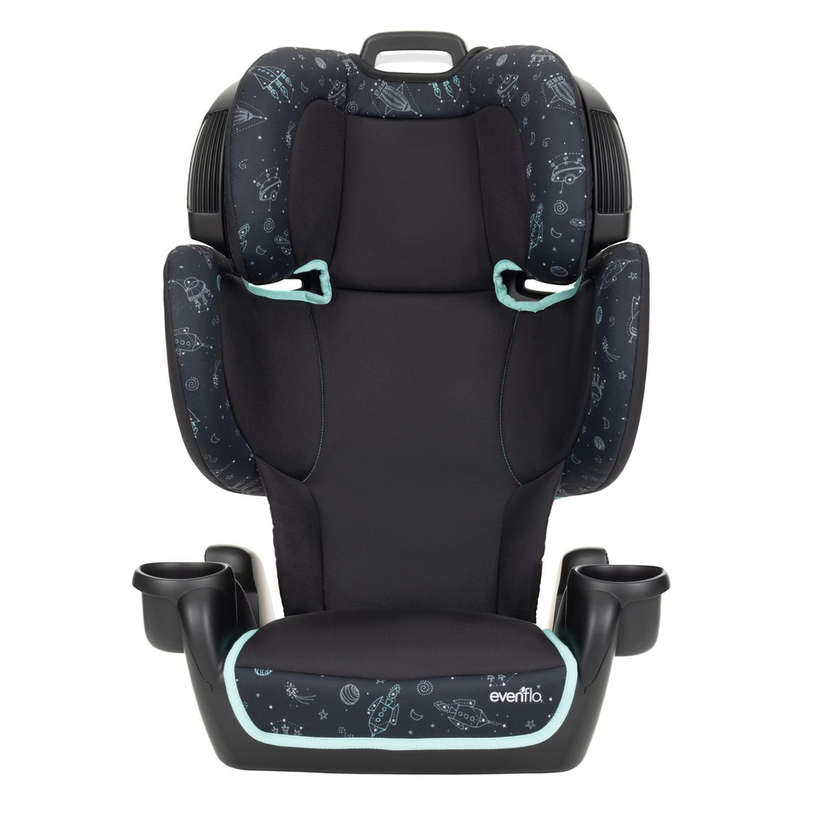 Evenflo GoTime LX booster Astro Blue front view, safety-focused design.