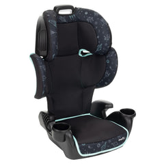 Evenflo GoTime LX booster Astro Blue left side view showing height adjustment.