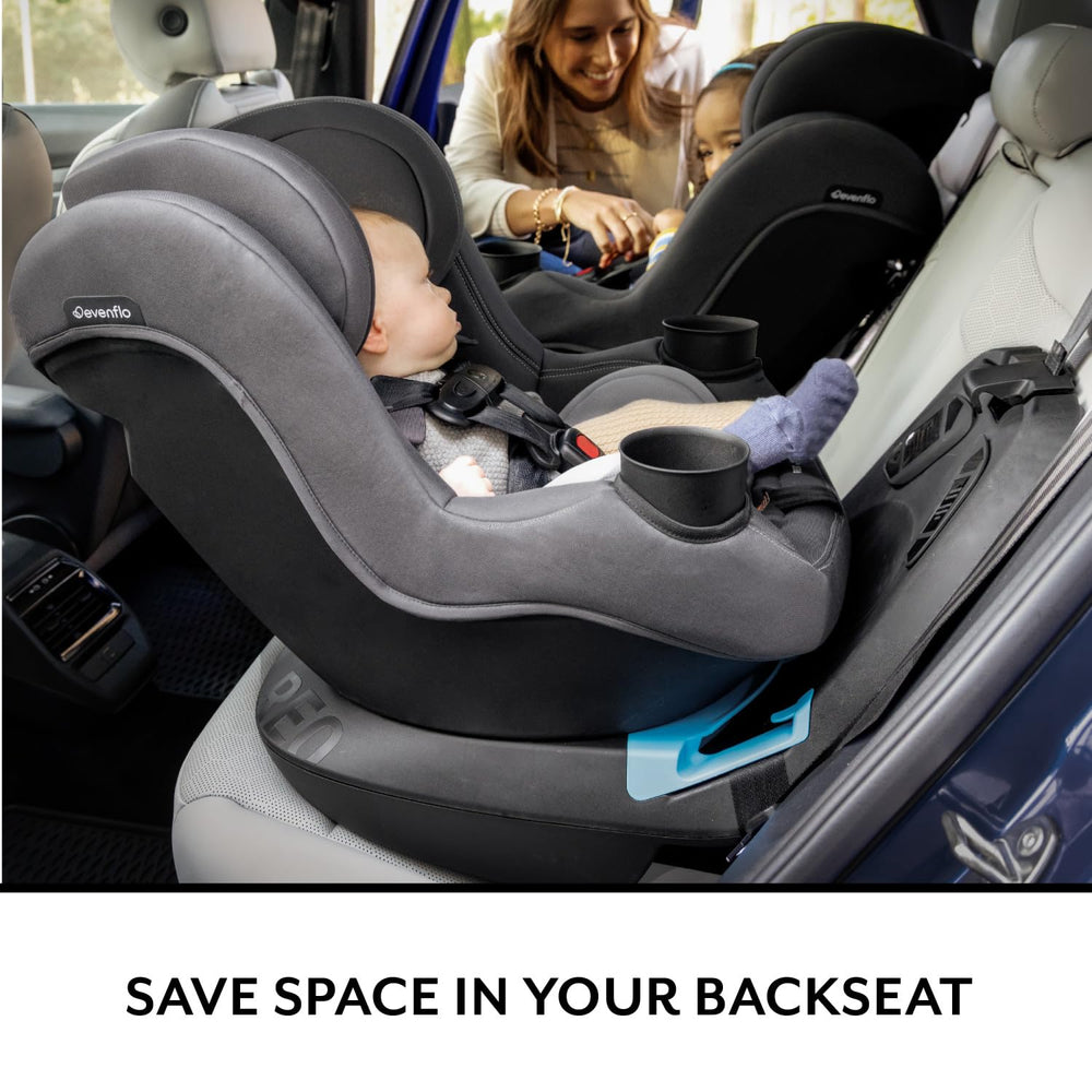 Evenflo REO one-hand headrest adjustment grows with your child.
