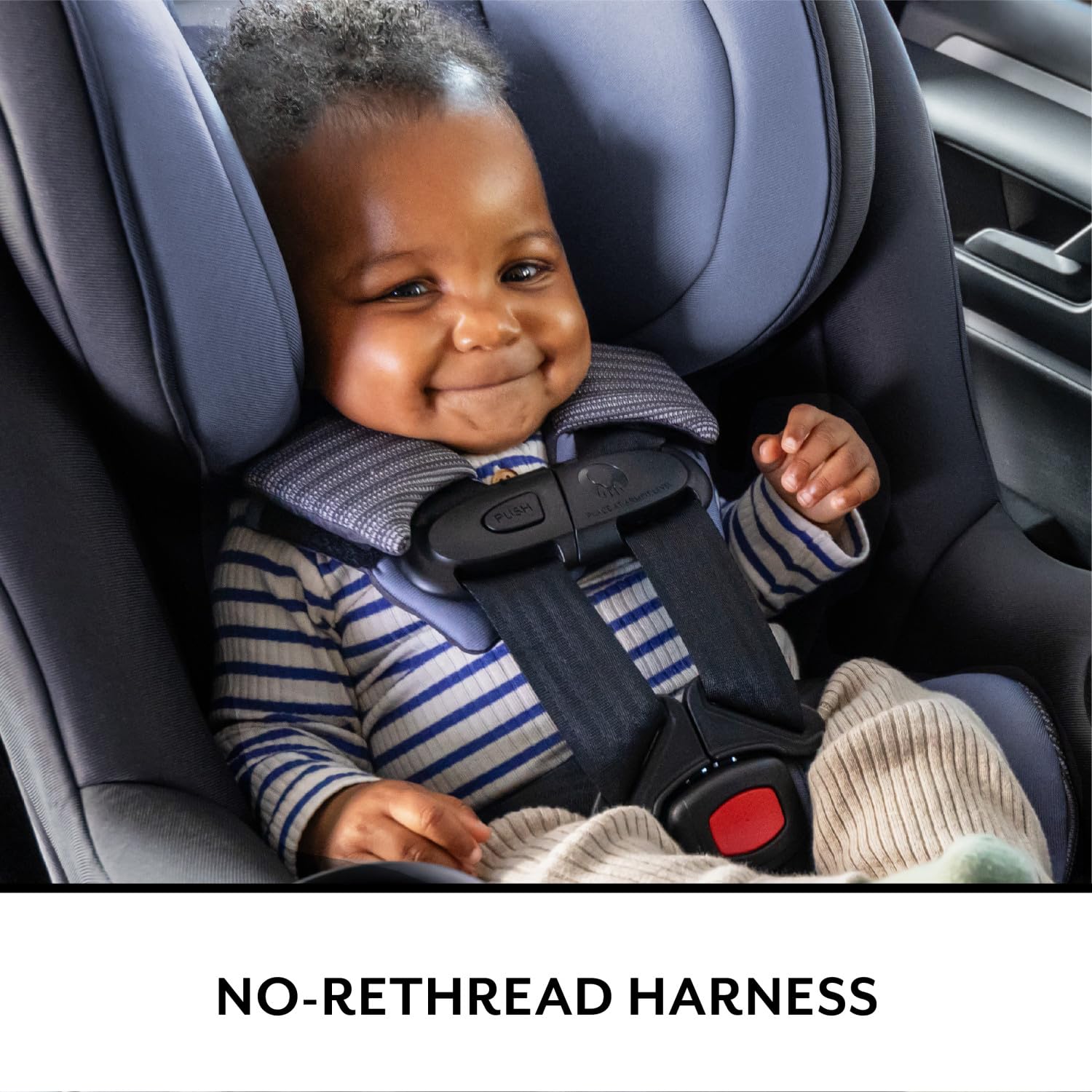 Evenflo REO removable cup holders stay within reach during trips.