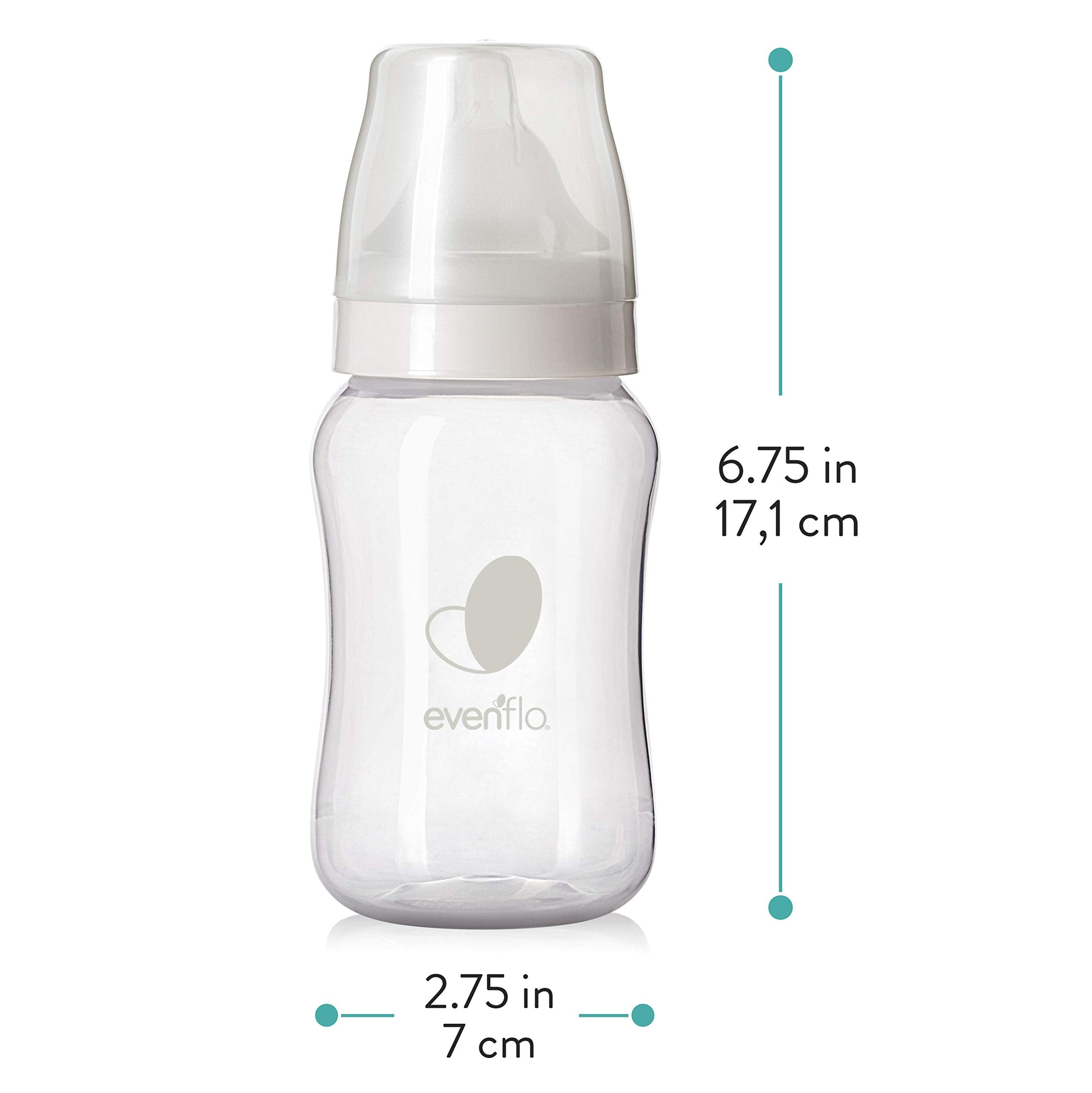 Evenflo wide-neck bottle ready for direct pumping setup.