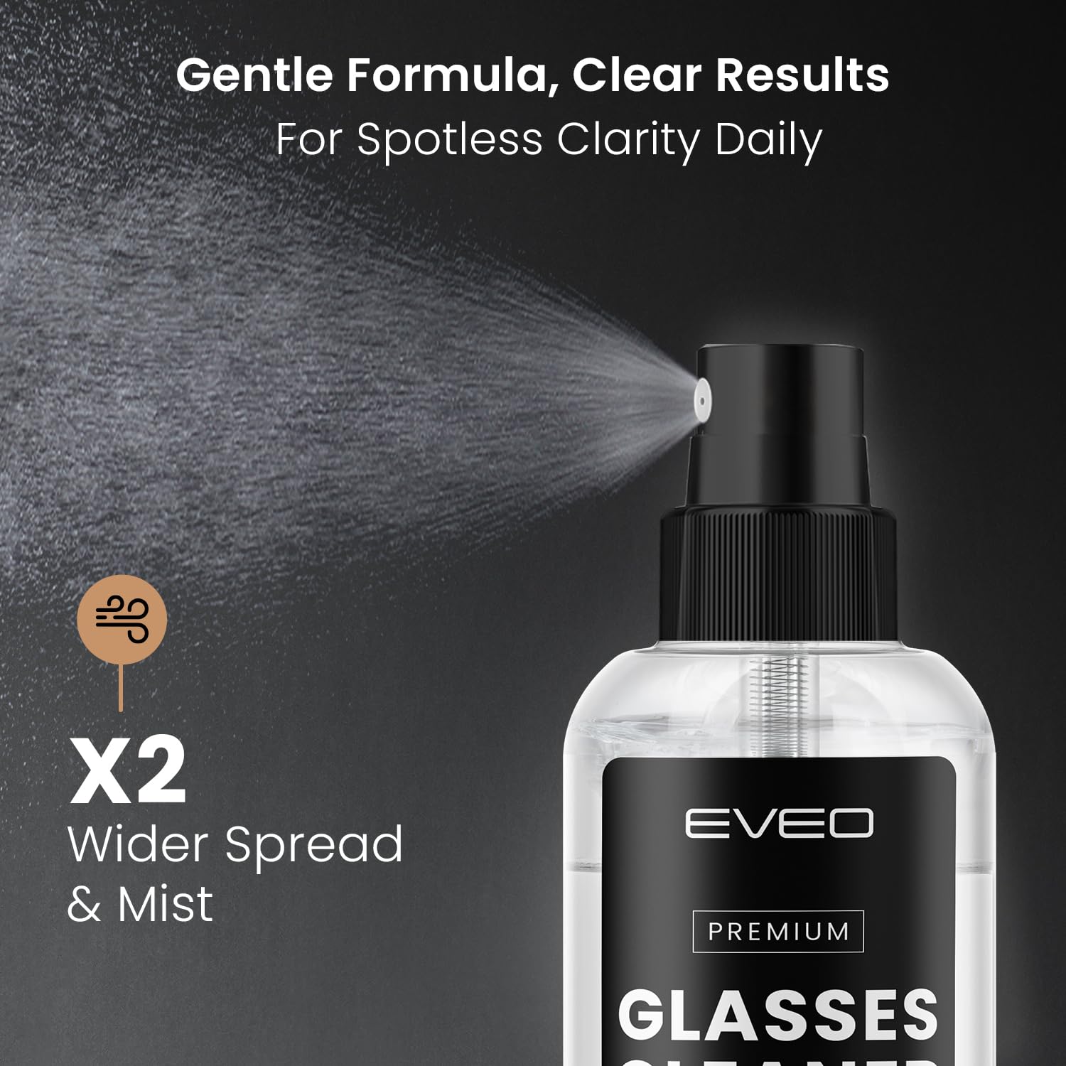 EVEO kit displayed with bottles and cloth, ideal for travel.