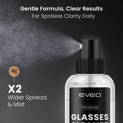 EVEO kit displayed with bottles and cloth, ideal for travel.